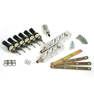 BRC Injektorrail IN03 inkl. Drucksensor - 6 Zylinder Orange (V-Motor 2x3)