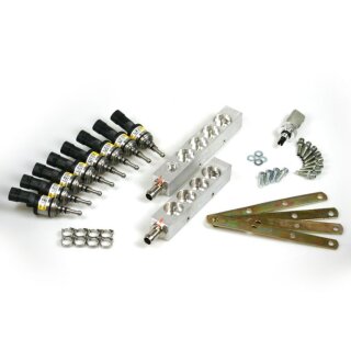 BRC Injektorrail IN03 inkl. Drucksensor - 8 Zylinder Gelb (V-Motor 2x4)