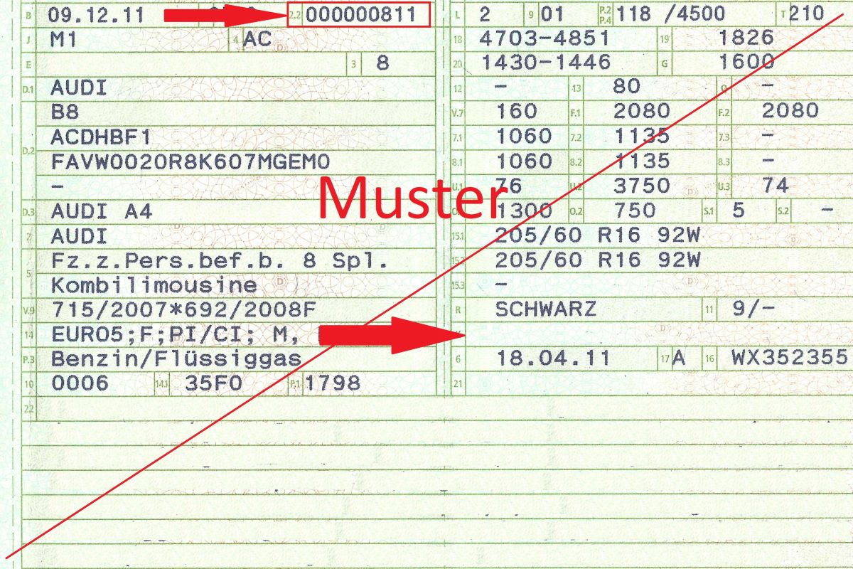 LPG Abgasgutachten Fahrzeugschein-Muster